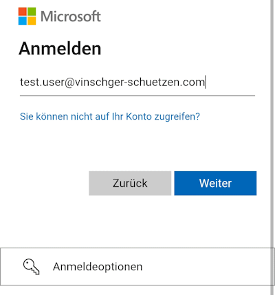 Benutzername eingeben